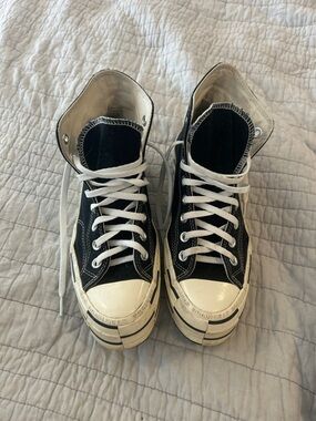 Brain dead Black High-Top Canvas converse Sneakers with White Toe Cap size 8.5